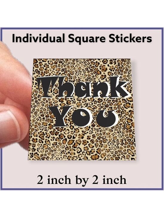 Mailers And More Other - 100 (2x2 Inch) Square Stickers, Leopard High Gloss, Thank You